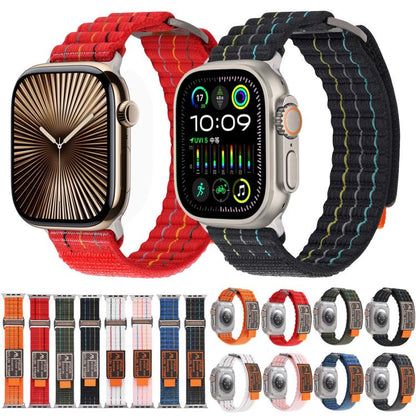 For Apple Watch 46mm / 49mm / 45mm / 44mm Kalebol  Dual-section Sports Nylon Loop Watch Band(White) - Watch Bands by Kalebol | Online Shopping UK | buy2fix