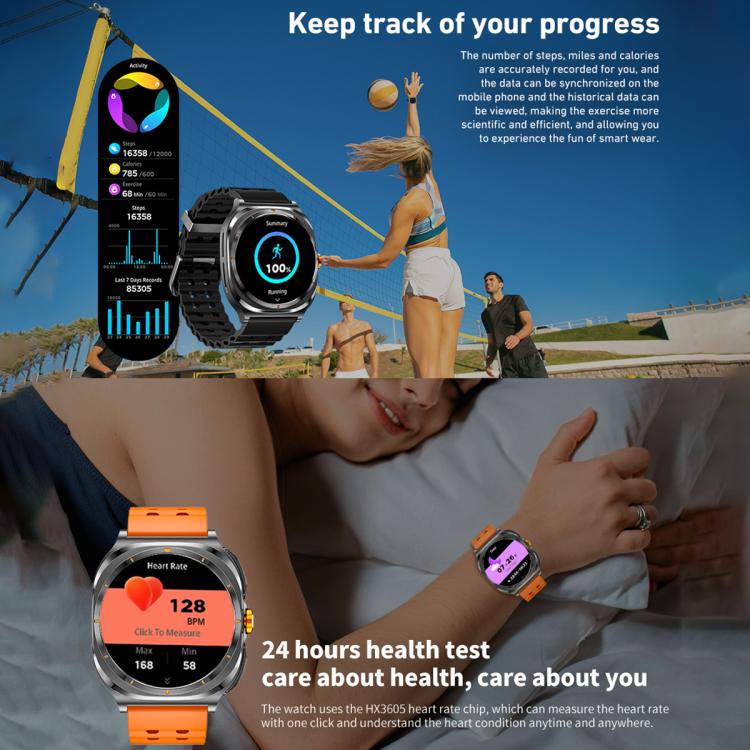 HAMTOD GT98 Headphones Smart Watch,1.53 inch, Support Bluetooth Call / NFC / Heart Rate(Silver Orange) - Smart Watches by HAMTOD | Online Shopping UK | buy2fix