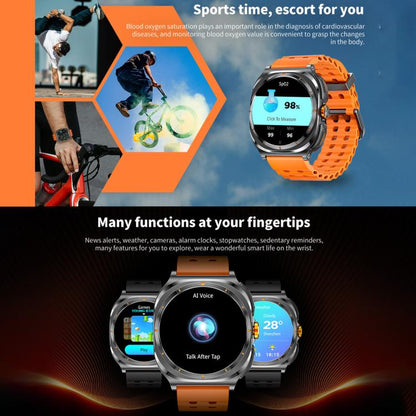 HAMTOD GT98 Headphones Smart Watch,1.53 inch, Support Bluetooth Call / NFC / Heart Rate(Silver Orange) - Smart Watches by HAMTOD | Online Shopping UK | buy2fix