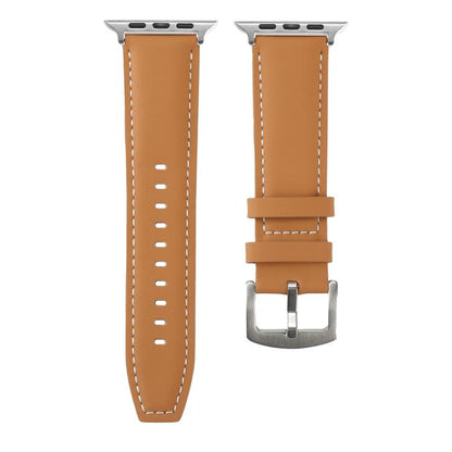 For Apple Watch 46mm / 49mm / 45mm / 44mm Kalebol Plain Genuine Leather Watch Band(Yellow Brown) - Watch Bands by Kalebol | Online Shopping UK | buy2fix