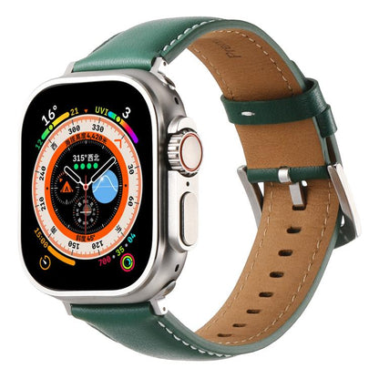 For Apple Watch 46mm / 49mm / 45mm / 44mm Kalebol Plain Genuine Leather Watch Band(Green) - Watch Bands by Kalebol | Online Shopping UK | buy2fix