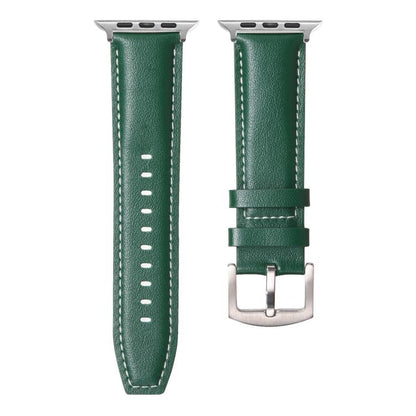 For Apple Watch 46mm / 49mm / 45mm / 44mm Kalebol Plain Genuine Leather Watch Band(Green) - Watch Bands by Kalebol | Online Shopping UK | buy2fix