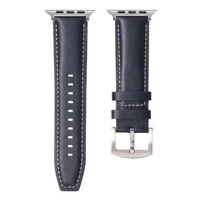 For Apple Watch 46mm / 49mm / 45mm / 44mm Kalebol Plain Genuine Leather Watch Band(Dark Blue) - Watch Bands by Kalebol | Online Shopping UK | buy2fix