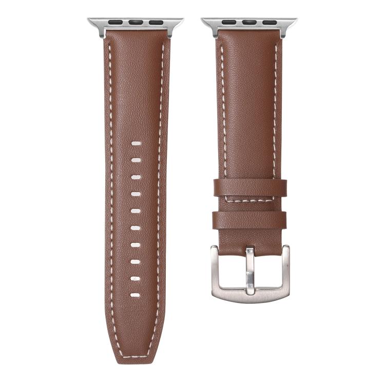 For Apple Watch 46mm / 49mm / 45mm / 44mm Kalebol Plain Genuine Leather Watch Band(Dark Brown) - Watch Bands by Kalebol | Online Shopping UK | buy2fix