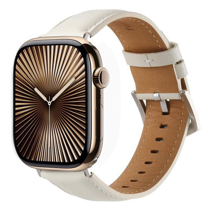 For Apple Watch 42mm / 41mm / 40mm / 38mm Kalebol Plain Genuine Leather Watch Band(White) - Watch Bands by Kalebol | Online Shopping UK | buy2fix