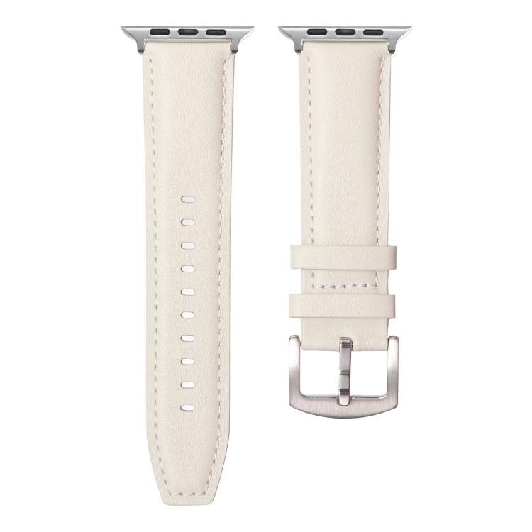 For Apple Watch 42mm / 41mm / 40mm / 38mm Kalebol Plain Genuine Leather Watch Band(White) - Watch Bands by Kalebol | Online Shopping UK | buy2fix
