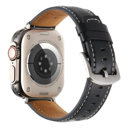 For Apple Watch 42mm / 41mm / 40mm / 38mm Kalebol Plain Genuine Leather Watch Band(Black) - Watch Bands by Kalebol | Online Shopping UK | buy2fix