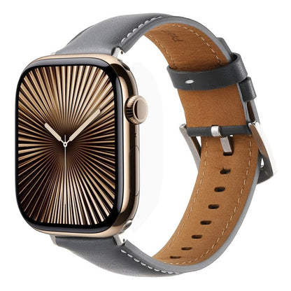 For Apple Watch 42mm / 41mm / 40mm / 38mm Kalebol Plain Genuine Leather Watch Band(Grey) - Watch Bands by Kalebol | Online Shopping UK | buy2fix