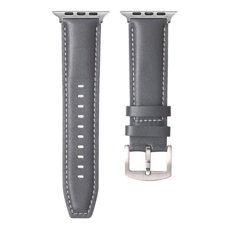 For Apple Watch 42mm / 41mm / 40mm / 38mm Kalebol Plain Genuine Leather Watch Band(Grey) - Watch Bands by Kalebol | Online Shopping UK | buy2fix