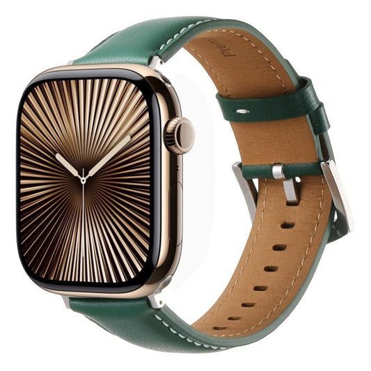 For Apple Watch 42mm / 41mm / 40mm / 38mm Kalebol Plain Genuine Leather Watch Band(Green) - Watch Bands by Kalebol | Online Shopping UK | buy2fix