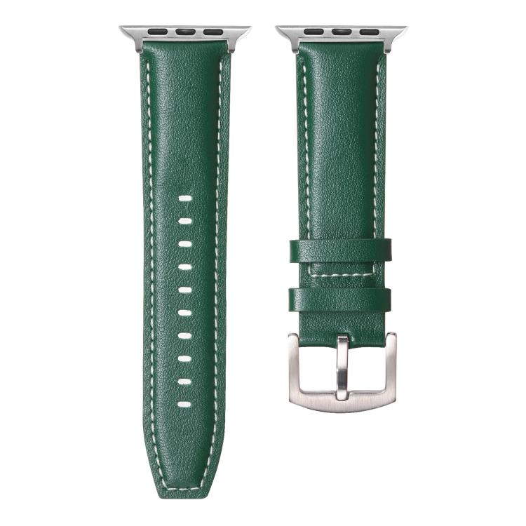For Apple Watch 42mm / 41mm / 40mm / 38mm Kalebol Plain Genuine Leather Watch Band(Green) - Watch Bands by Kalebol | Online Shopping UK | buy2fix