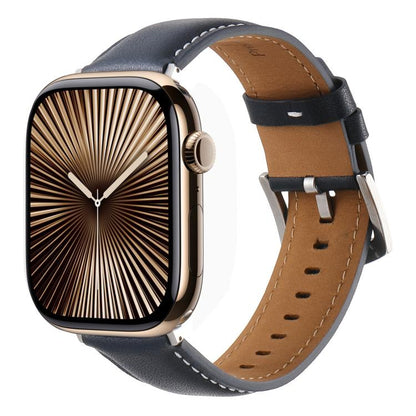 For Apple Watch 42mm / 41mm / 40mm / 38mm Kalebol Plain Genuine Leather Watch Band(Dark Blue) - Watch Bands by Kalebol | Online Shopping UK | buy2fix
