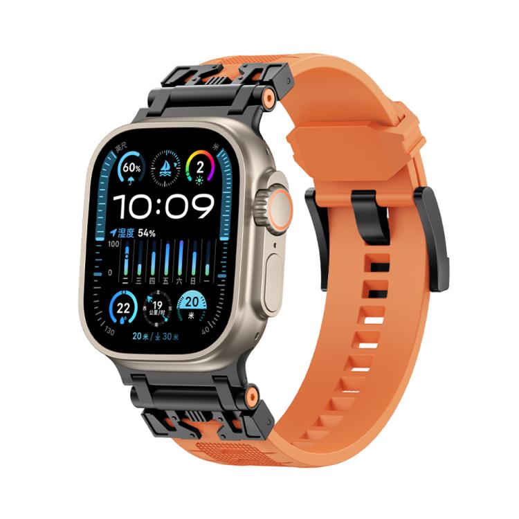 For Apple Watch 46mm / 49mm / 45mm / 44mm Kalebol Armor TPU Watch Band(Black Orange) - Watch Bands by Kalebol | Online Shopping UK | buy2fix