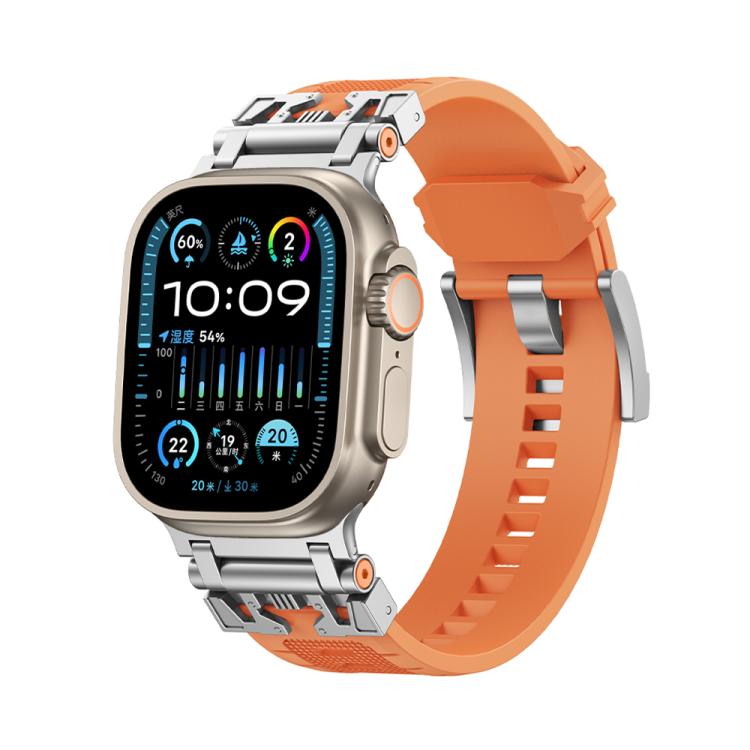 For Apple Watch 46mm / 49mm / 45mm / 44mm Kalebol Armor TPU Watch Band(Silver Orange) - Watch Bands by Kalebol | Online Shopping UK | buy2fix