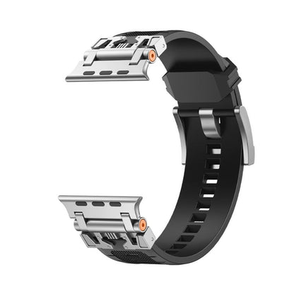For Apple Watch 46mm / 49mm / 45mm / 44mm Kalebol Armor TPU Watch Band(Silver Black) - Watch Bands by Kalebol | Online Shopping UK | buy2fix