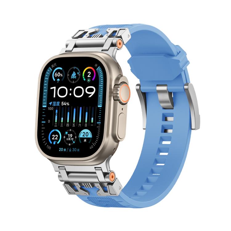 For Apple Watch 46mm / 49mm / 45mm / 44mm Kalebol Armor TPU Watch Band(Silver Light Blue) - Watch Bands by Kalebol | Online Shopping UK | buy2fix