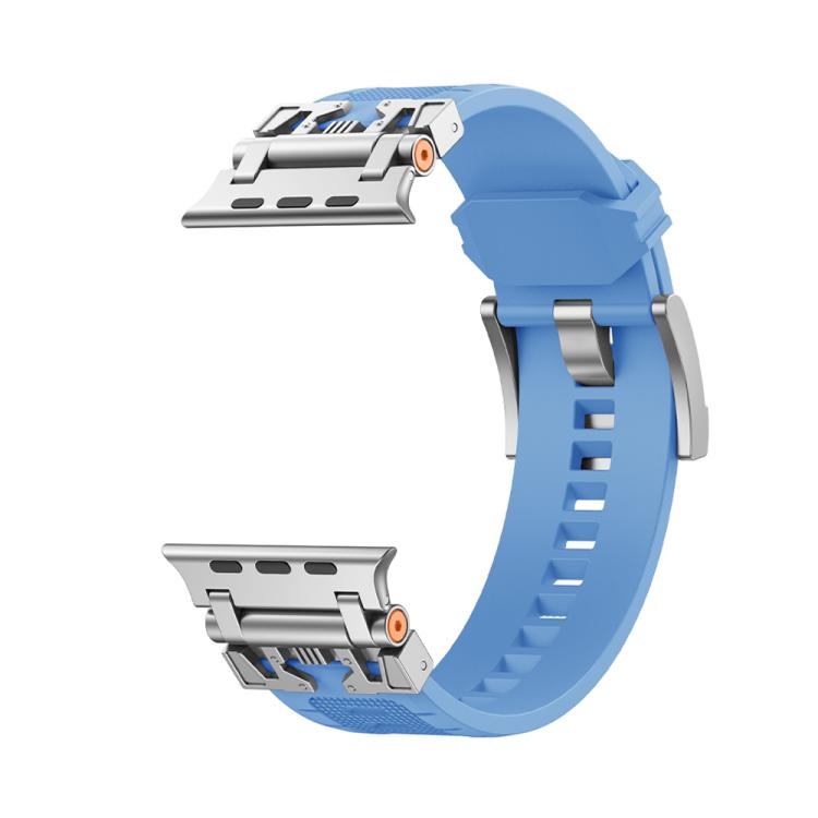 For Apple Watch 46mm / 49mm / 45mm / 44mm Kalebol Armor TPU Watch Band(Silver Light Blue) - Watch Bands by Kalebol | Online Shopping UK | buy2fix