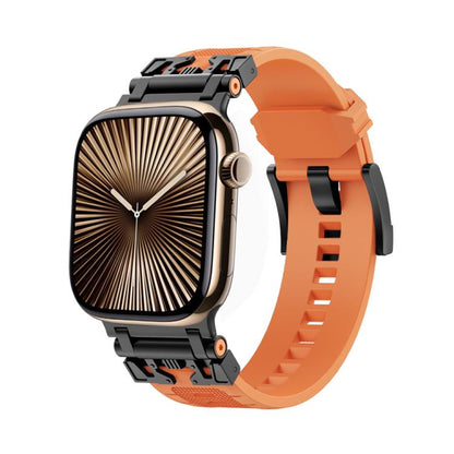 For Apple Watch 42mm / 41mm / 40mm / 38mm Kalebol Armor TPU Watch Band(Black Orange) - Watch Bands by Kalebol | Online Shopping UK | buy2fix