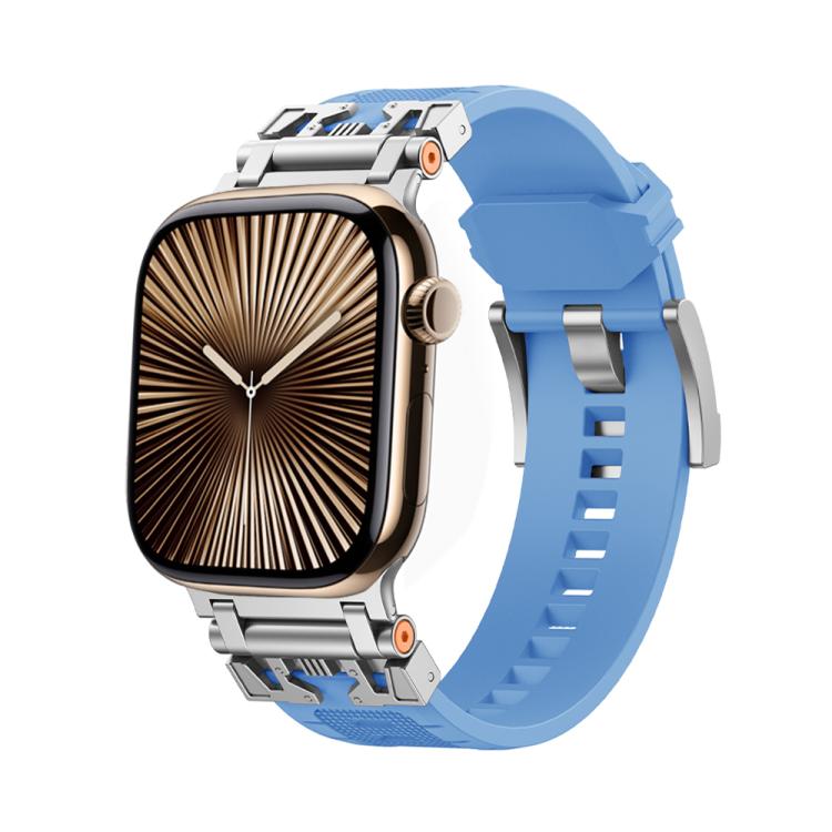 For Apple Watch 42mm / 41mm / 40mm / 38mm Kalebol Armor TPU Watch Band(Silver Light Blue) - Watch Bands by Kalebol | Online Shopping UK | buy2fix