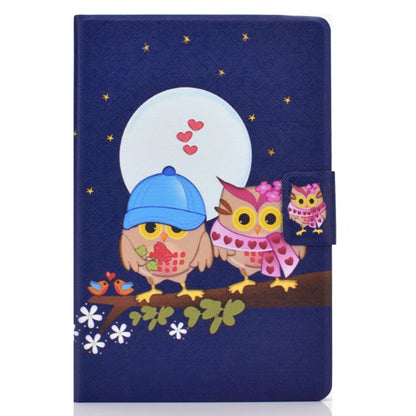 For Samsung Galaxy Tab S8 / Galaxy Tab S7 T870 Electric Pressed Left Right Flat Leather Case with Sleep Function Pen Cover & Card Slot & Holder(Couple Owls) by buy2fix