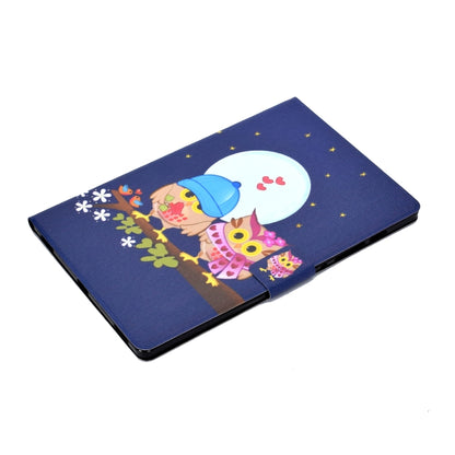 For Samsung Galaxy Tab S8 / Galaxy Tab S7 T870 Electric Pressed Left Right Flat Leather Case with Sleep Function Pen Cover & Card Slot & Holder(Couple Owls) by buy2fix