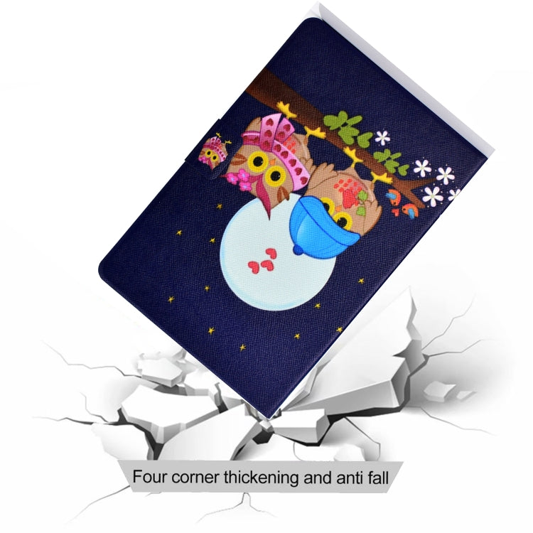 For Samsung Galaxy Tab S8 / Galaxy Tab S7 T870 Electric Pressed Left Right Flat Leather Case with Sleep Function Pen Cover & Card Slot & Holder(Couple Owls) by buy2fix