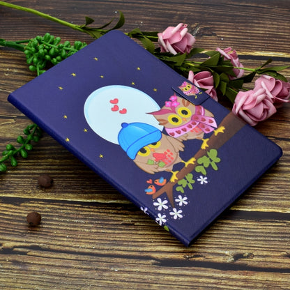 For Samsung Galaxy Tab S8 / Galaxy Tab S7 T870 Electric Pressed Left Right Flat Leather Case with Sleep Function Pen Cover & Card Slot & Holder(Couple Owls) by buy2fix