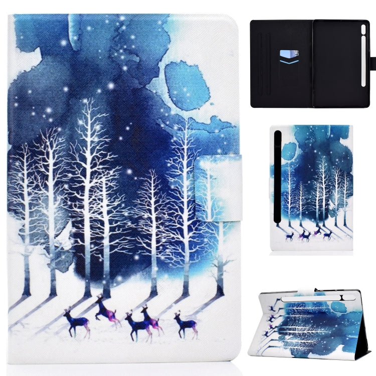 For Samsung Galaxy Tab S8 / Galaxy Tab S7 T870 Electric Pressed Left Right Flat Leather Case with Sleep Function Pen Cover & Card Slot & Holder(Purple Fawn) by buy2fix