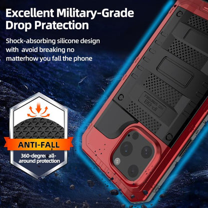 For iPhone 16 Pro Max Four-proof Metal Hybrid Silicone Phone Case(Red) - iPhone 16 Pro Max Cases by buy2fix | Online Shopping UK | buy2fix