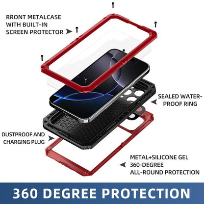 For iPhone 16 Four-proof Metal Hybrid Silicone Phone Case(Red) - iPhone 16 Cases by buy2fix | Online Shopping UK | buy2fix