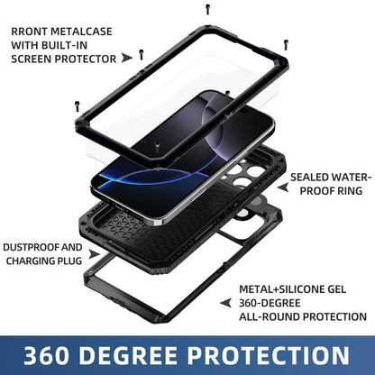 For iPhone 16 Four-proof Metal Hybrid Silicone Phone Case(Black) - iPhone 16 Cases by buy2fix | Online Shopping UK | buy2fix