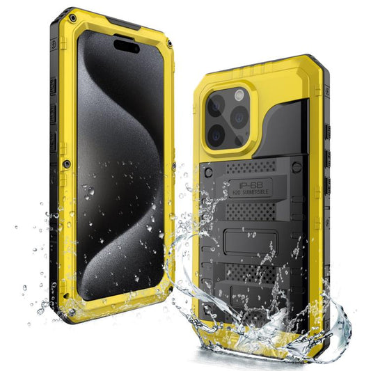 For iPhone 15 Pro Four-proof Metal Hybrid Silicone Phone Case(Yellow) - iPhone 15 Pro Cases by buy2fix | Online Shopping UK | buy2fix