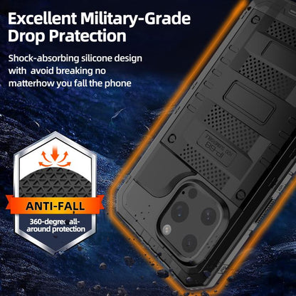 For iPhone 15 Pro Four-proof Metal Hybrid Silicone Phone Case(Black) - iPhone 15 Pro Cases by buy2fix | Online Shopping UK | buy2fix