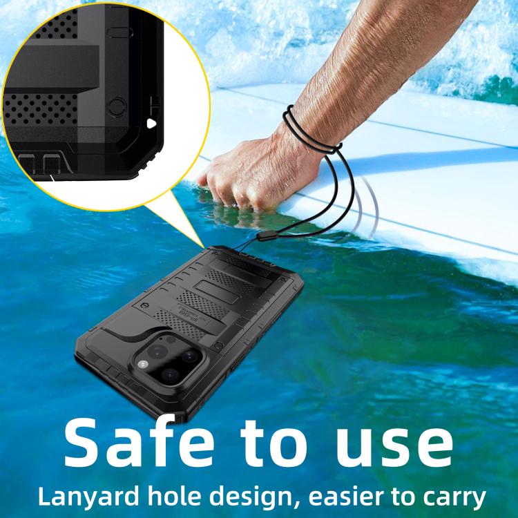 For iPhone 15 Pro Four-proof Metal Hybrid Silicone Phone Case(Black) - iPhone 15 Pro Cases by buy2fix | Online Shopping UK | buy2fix