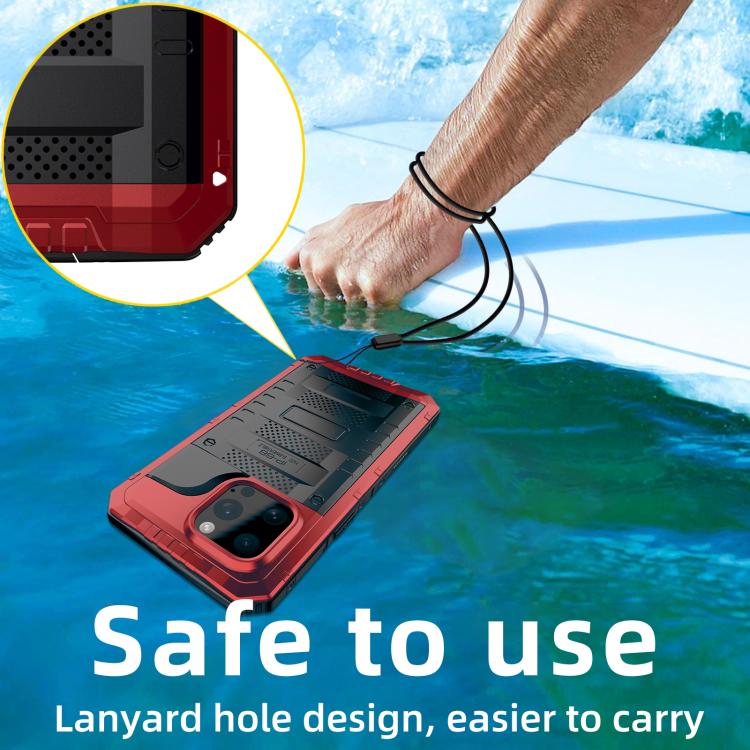 For iPhone 15 Plus Four-proof Metal Hybrid Silicone Phone Case(Red) - iPhone 15 Plus Cases by buy2fix | Online Shopping UK | buy2fix