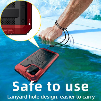 For iPhone 15 Plus Four-proof Metal Hybrid Silicone Phone Case(Red) - iPhone 15 Plus Cases by buy2fix | Online Shopping UK | buy2fix