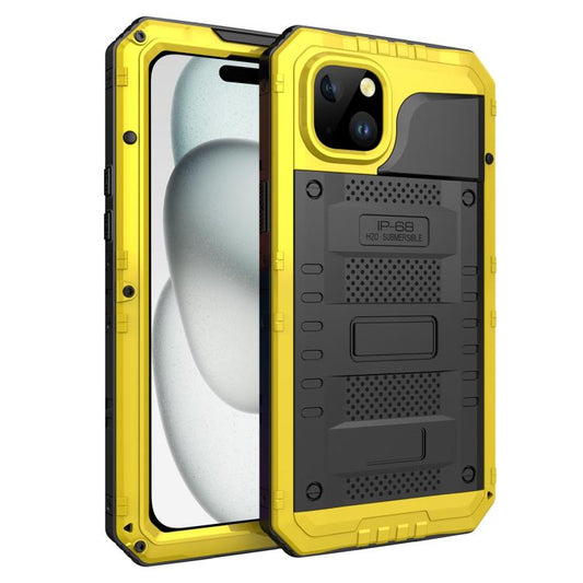 For iPhone 15 Plus Four-proof Metal Hybrid Silicone Phone Case(Yellow) - iPhone 15 Plus Cases by buy2fix | Online Shopping UK | buy2fix