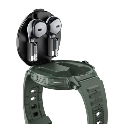 D11 1.46 inch 2 in 1 Bluetooth Earphone Smart Watch, Support Bluetooth Call / NFC / Heart Rate(Green) - Smart Watches by buy2fix | Online Shopping UK | buy2fix