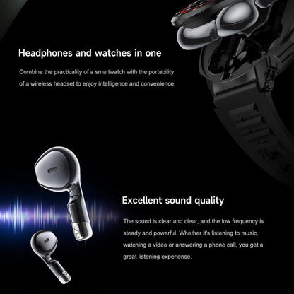 D11 1.46 inch 2 in 1 Bluetooth Earphone Smart Watch, Support Bluetooth Call / NFC / Heart Rate(Green) - Smart Watches by buy2fix | Online Shopping UK | buy2fix