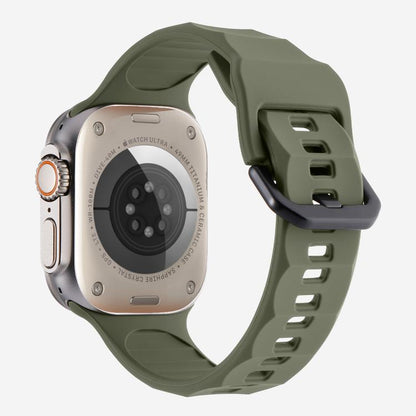 For Apple Watch 46mm / 49mm / 45mm / 44mm Kalebol Ripple Sports Silicone Strap(Dark Green) - Watch Bands by Kalebol | Online Shopping UK | buy2fix