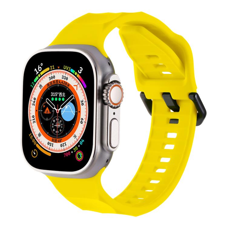 For Apple Watch 46mm / 49mm / 45mm / 44mm Kalebol Ripple Sports Silicone Strap(Yellow) - Watch Bands by Kalebol | Online Shopping UK | buy2fix