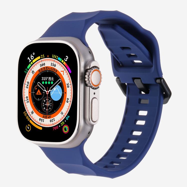 For Apple Watch 46mm / 49mm / 45mm / 44mm Kalebol Ripple Sports Silicone Strap(Dark Blue) - Watch Bands by Kalebol | Online Shopping UK | buy2fix