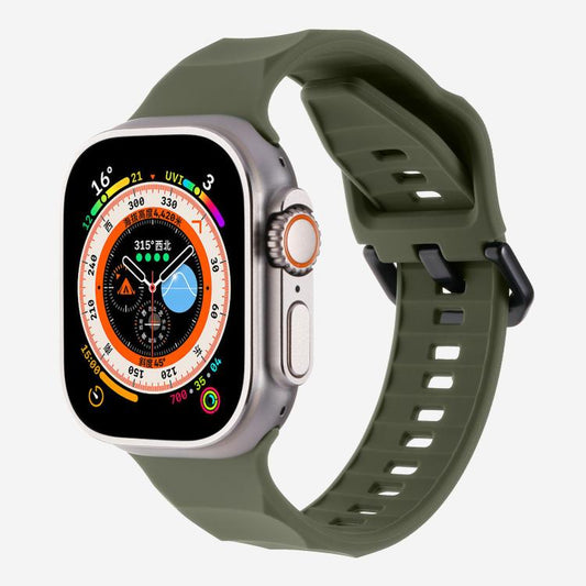 For Apple Watch 42mm / 41mm / 40mm / 38mm Kalebol Ripple Sports Silicone Strap(Dark Green) - Watch Bands by Kalebol | Online Shopping UK | buy2fix