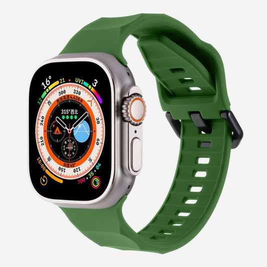 For Apple Watch 42mm / 41mm / 40mm / 38mm Kalebol Ripple Sports Silicone Strap(Army Green) - Watch Bands by Kalebol | Online Shopping UK | buy2fix