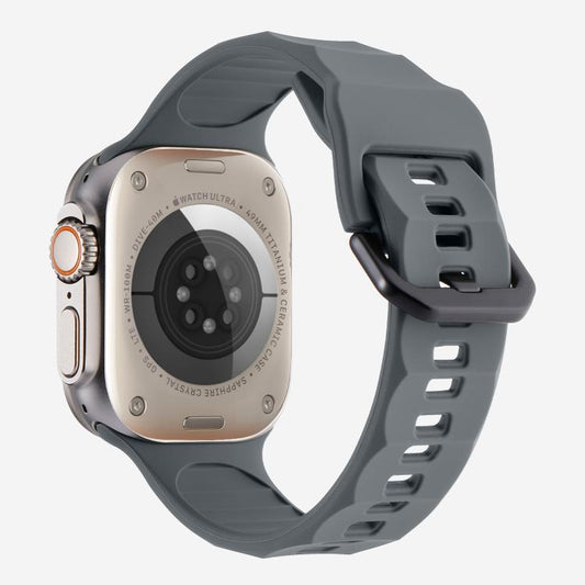 For Apple Watch 42mm / 41mm / 40mm / 38mm Kalebol Ripple Sports Silicone Strap(Dark Grey) - Watch Bands by Kalebol | Online Shopping UK | buy2fix