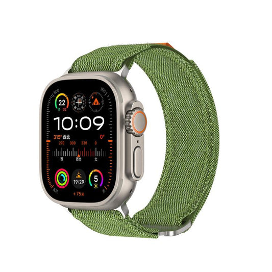For Apple Watch 46mm / 49mm / 45mm / 44mm Kalebol Canvas Pattern Nylon Loop Strap(Army Green) - Watch Bands by Kalebol | Online Shopping UK | buy2fix