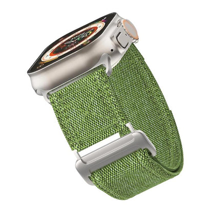 For Apple Watch 46mm / 49mm / 45mm / 44mm Kalebol Canvas Pattern Nylon Loop Strap(Army Green) - Watch Bands by Kalebol | Online Shopping UK | buy2fix