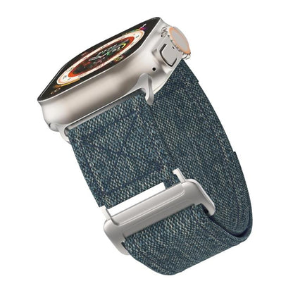 For Apple Watch 46mm / 49mm / 45mm / 44mm Kalebol Canvas Pattern Nylon Loop Strap(Blue) - Watch Bands by Kalebol | Online Shopping UK | buy2fix