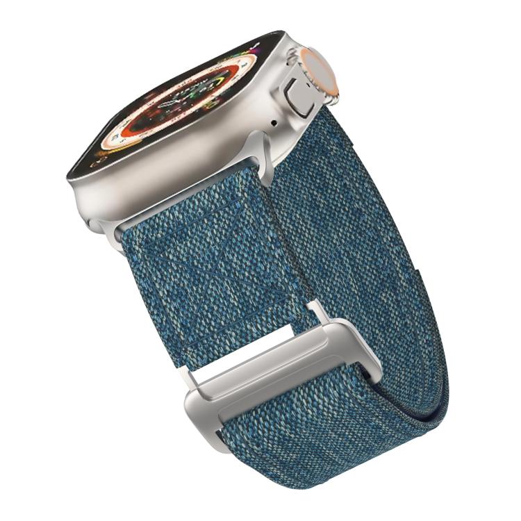 For Apple Watch 46mm / 49mm / 45mm / 44mm Kalebol Canvas Pattern Nylon Loop Strap(Light Blue) - Watch Bands by Kalebol | Online Shopping UK | buy2fix