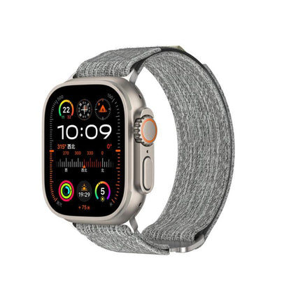 For Apple Watch 46mm / 49mm / 45mm / 44mm Kalebol Canvas Pattern Nylon Loop Strap(Light Grey) - Watch Bands by Kalebol | Online Shopping UK | buy2fix
